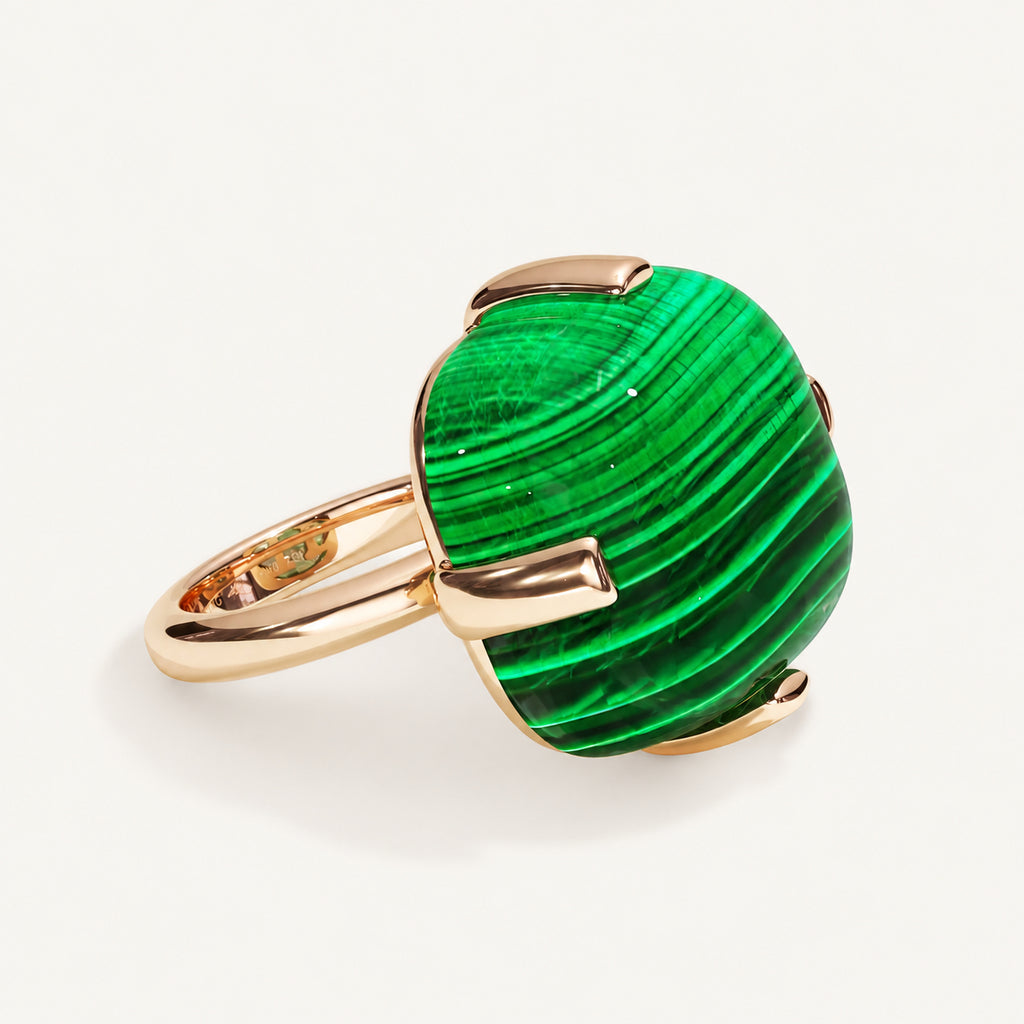 Cushion Bold Malachite Ring