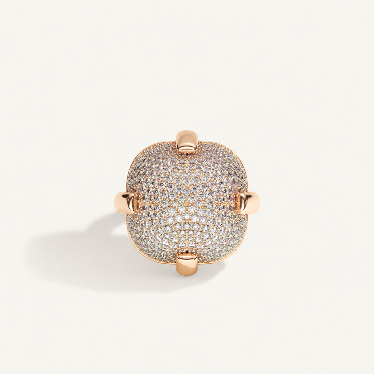 Cushion Pavé Diamond Ring in Rose Gold