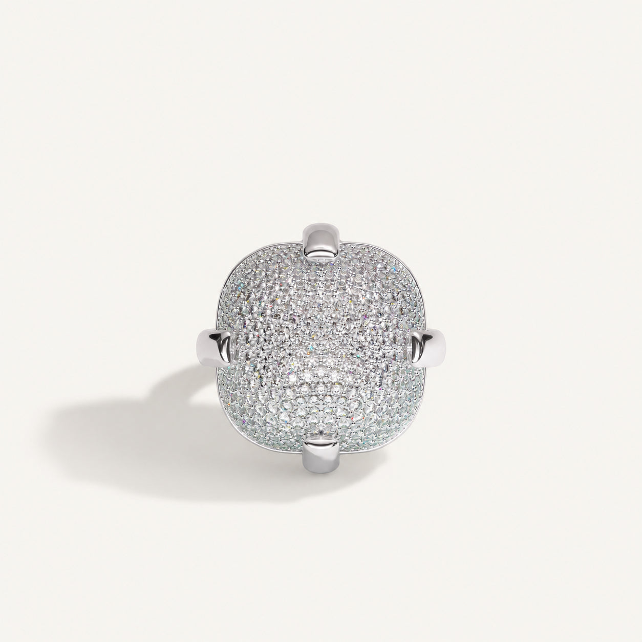 Cushion Pavé Diamond Ring in White Gold
