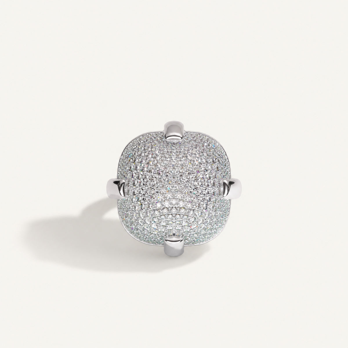 Cushion Pavé Diamond Ring in White Gold