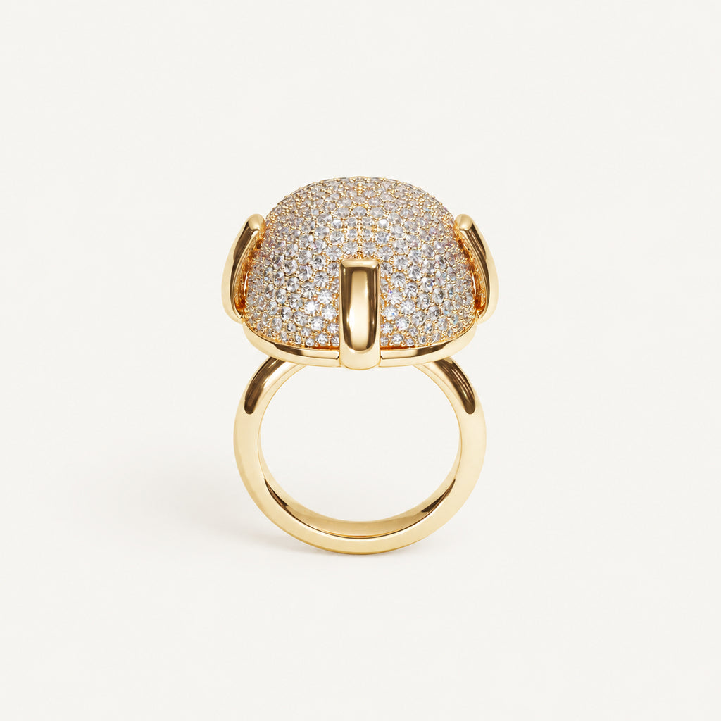 Cushion Pavé Diamond Ring in Yellow Gold