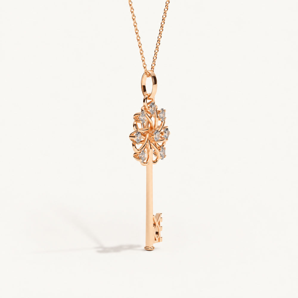 Everbell Key Pendant in 18K rose gold with diamonds — side view