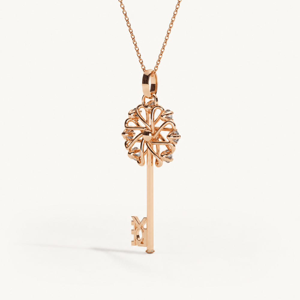 Everbell Key Pendant in 18K rose gold with diamonds — back view