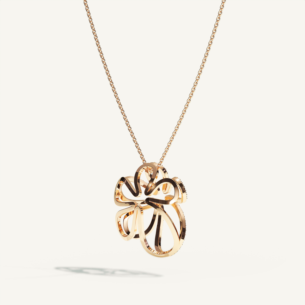 Open Bloom Diamond Necklace in 18-karat rose gold — view 3
