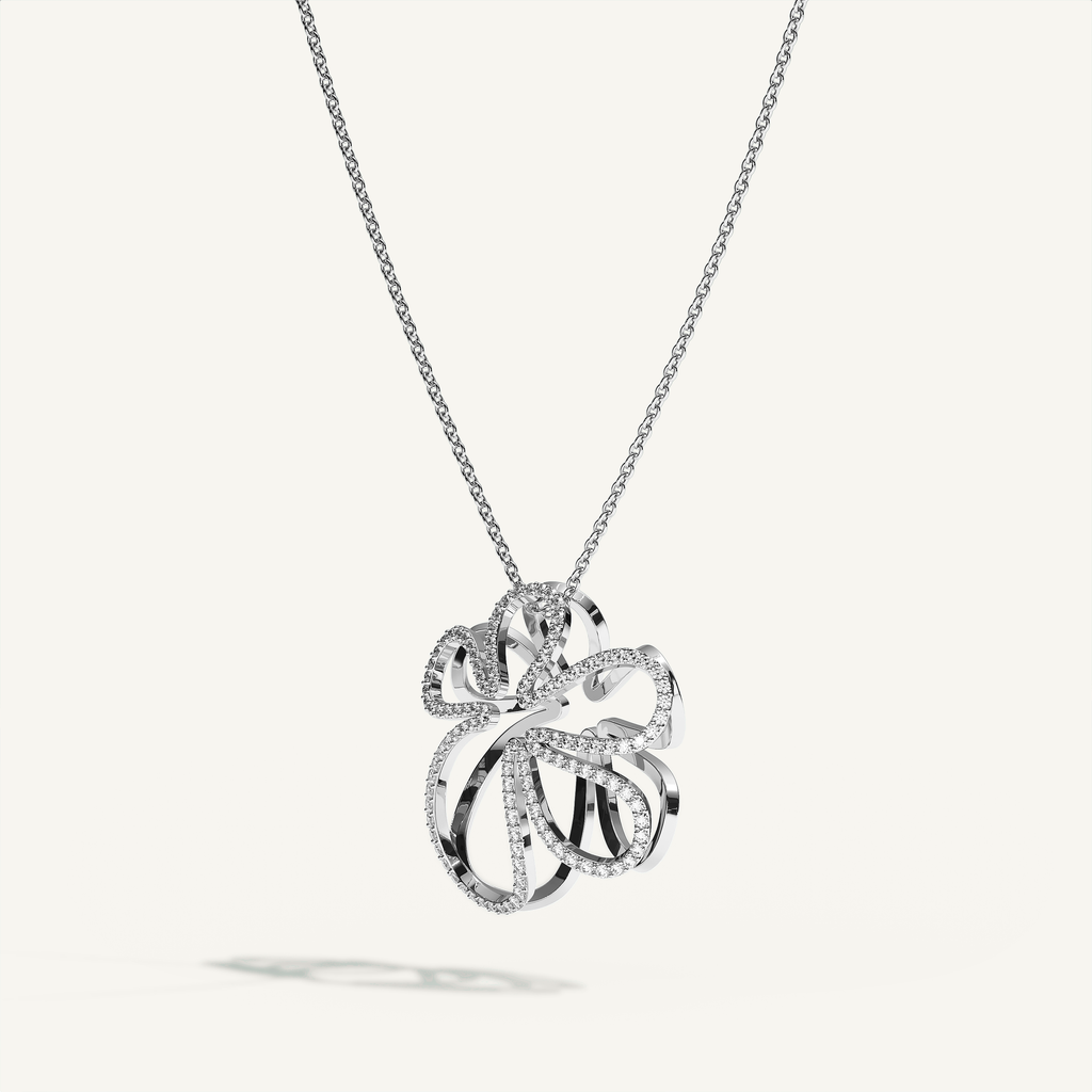 Open Bloom Diamond Necklace in 18-karat white gold — view 2