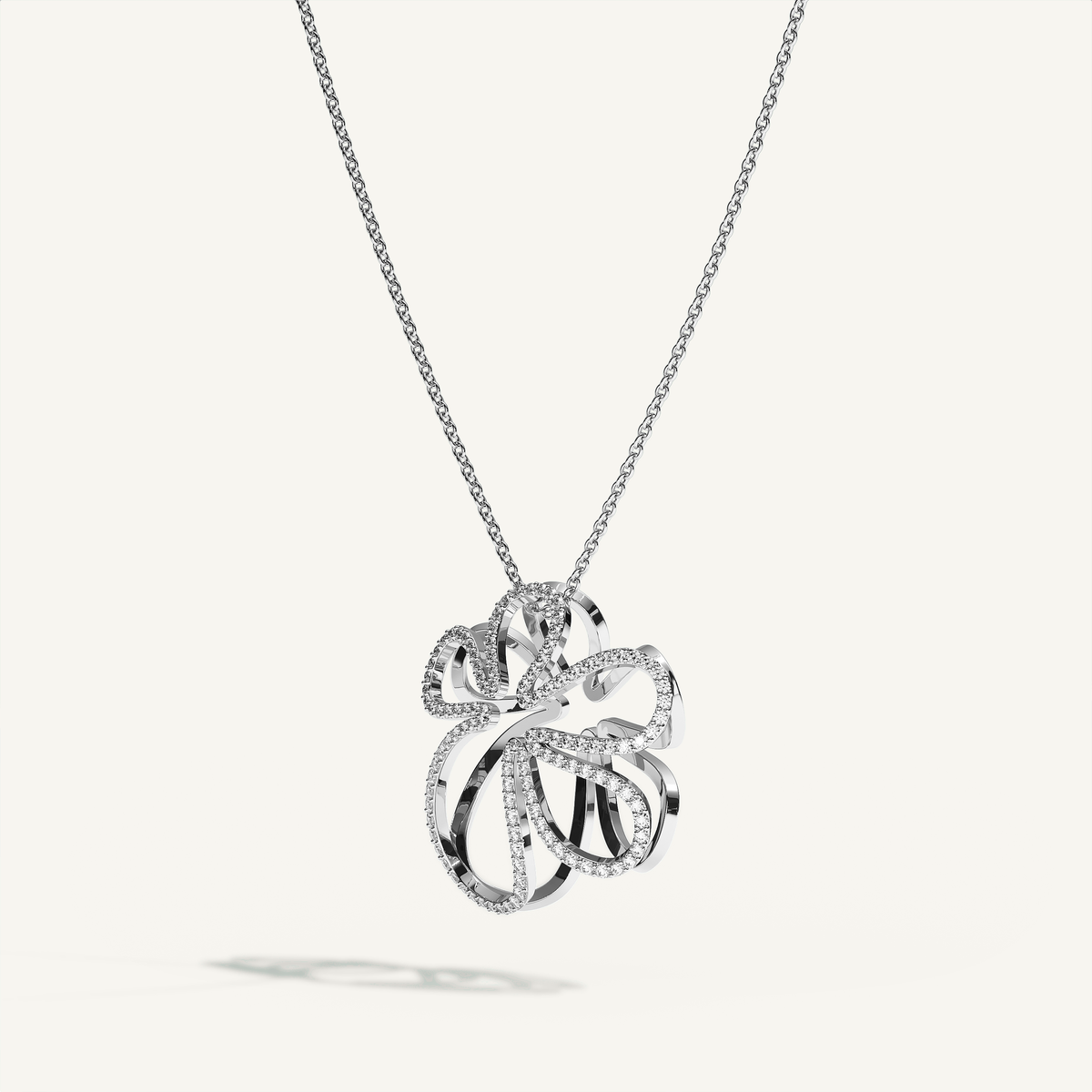 Open Bloom Diamond Necklace in 18-karat white gold — view 2