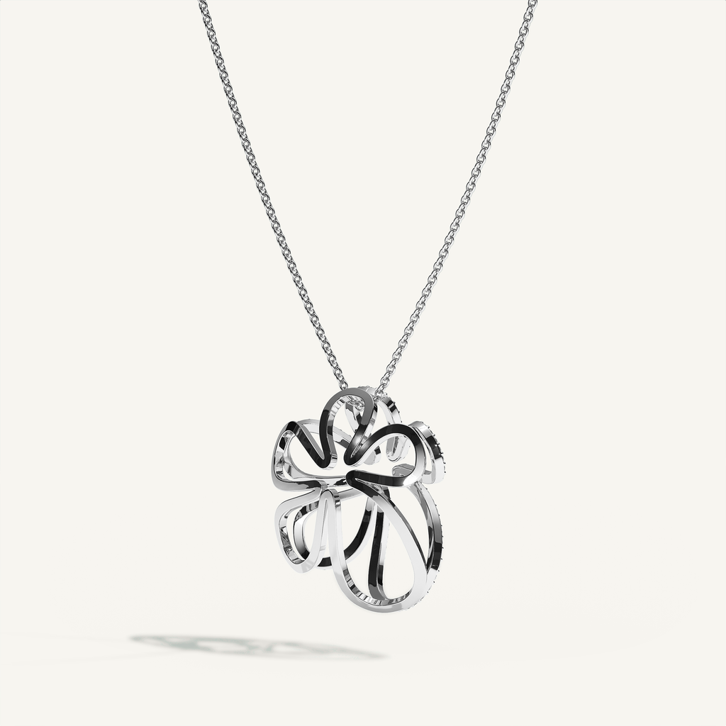 Open Bloom Diamond Necklace in 18-karat white gold — view 3