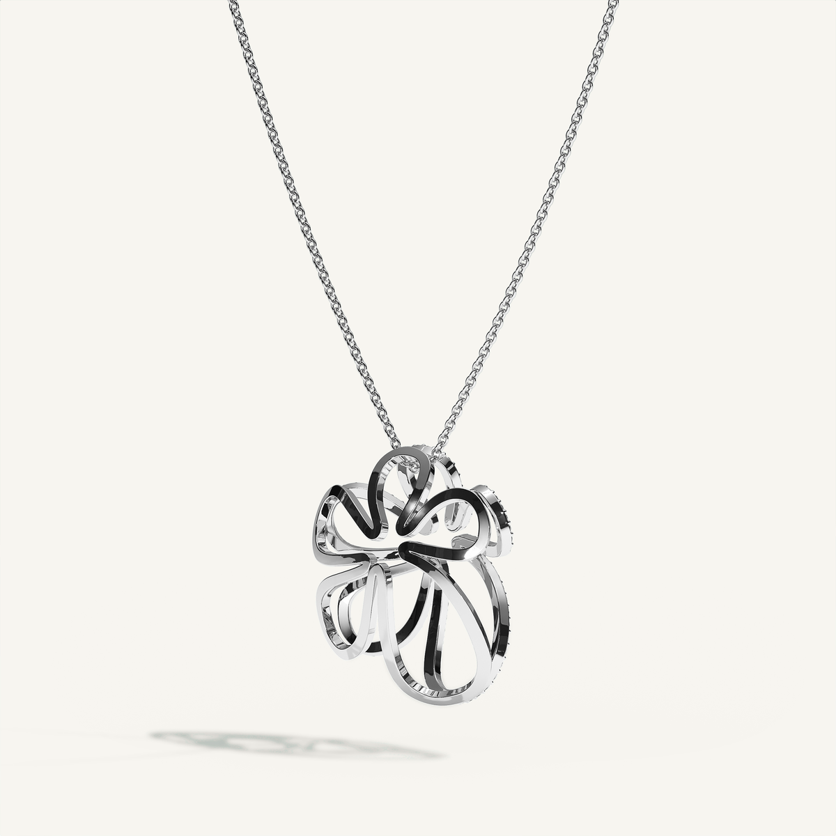 Open Bloom Diamond Necklace in 18-karat white gold — view 3