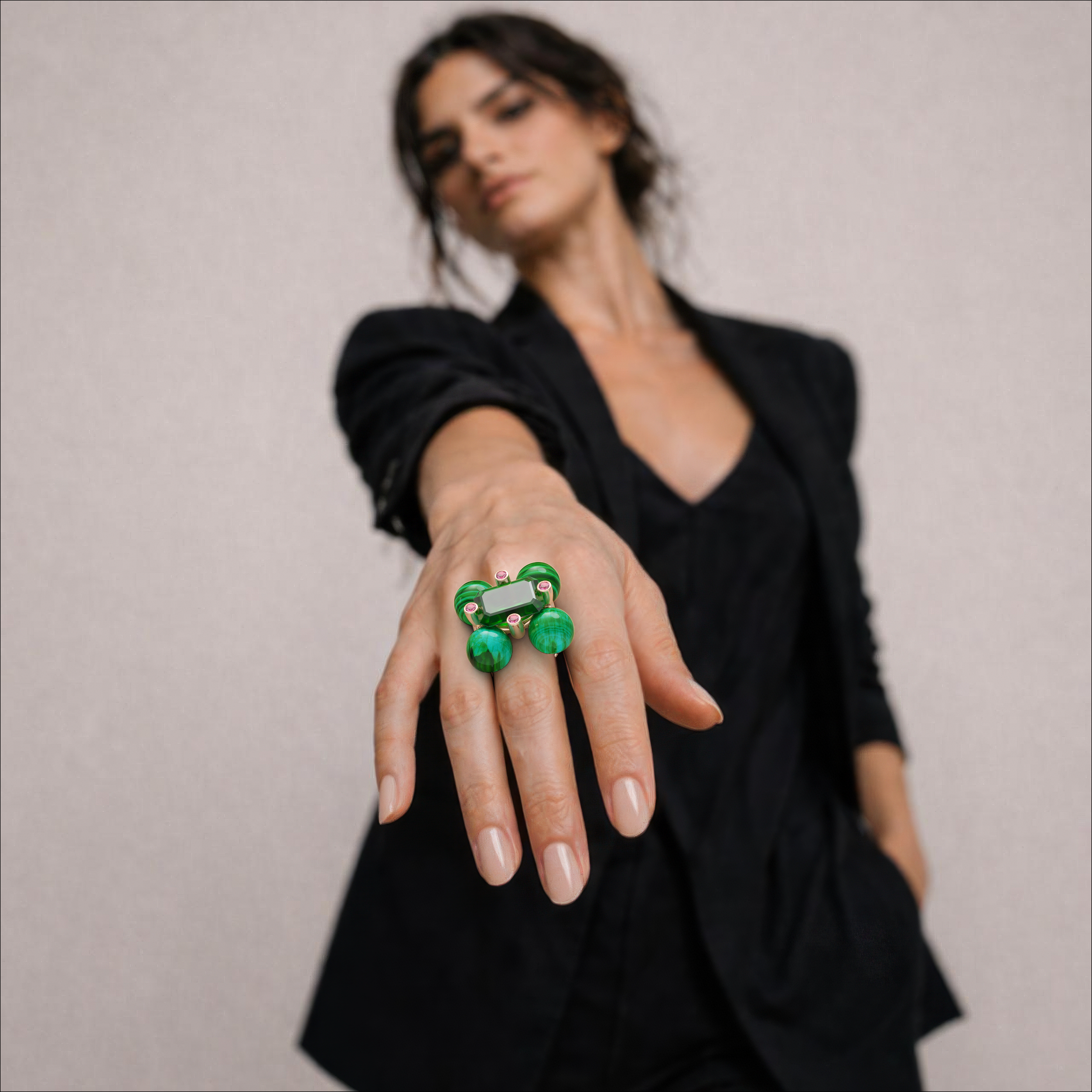 Barbelle Centerstone Ring Turmaline