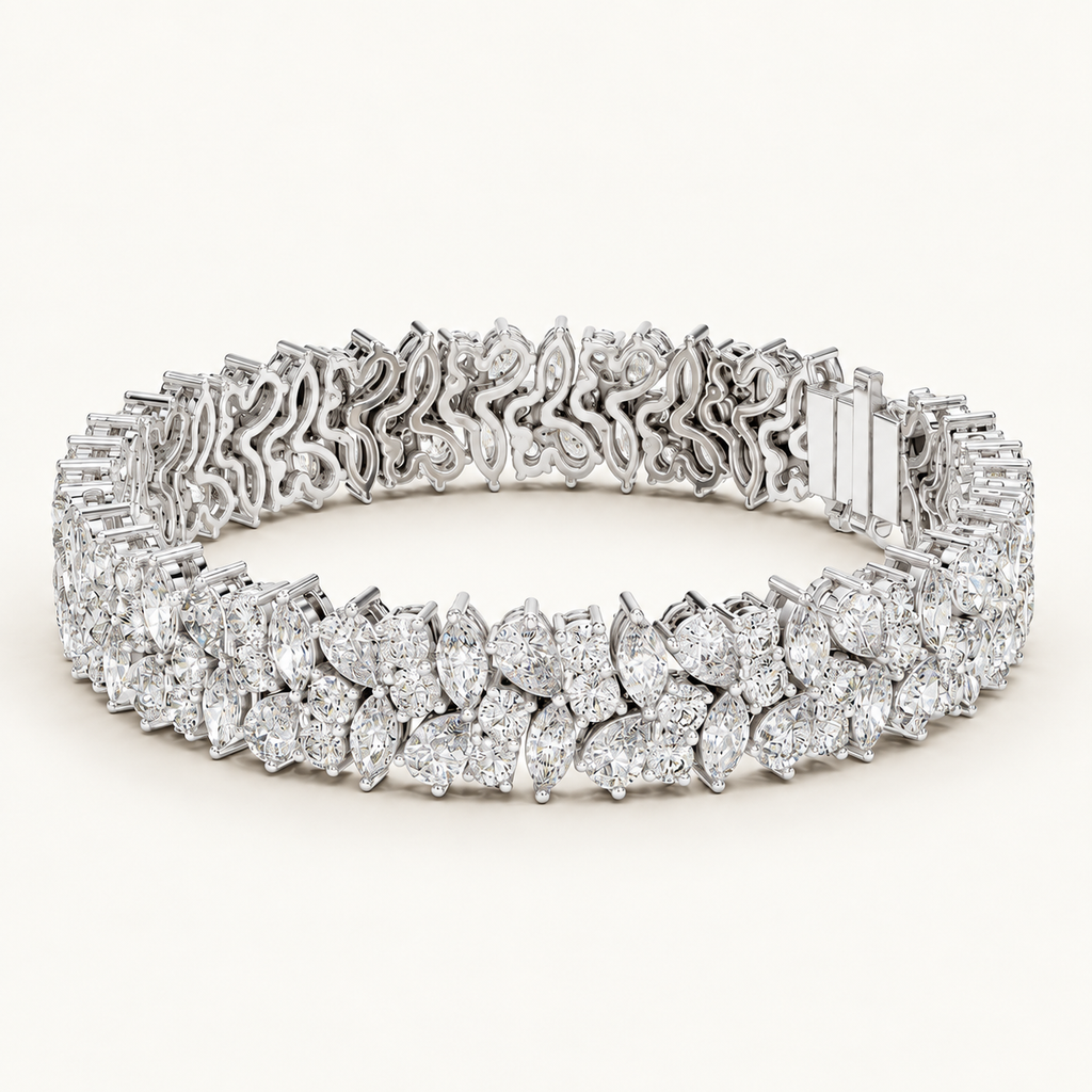 3 Row Mosaic Diamond Bracelet