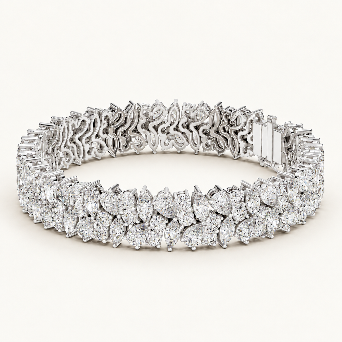 3 Row Mosaic Diamond Bracelet