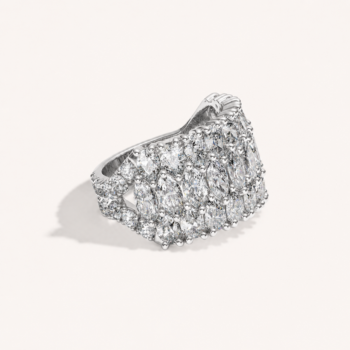 Three-Row Diamond Ring
