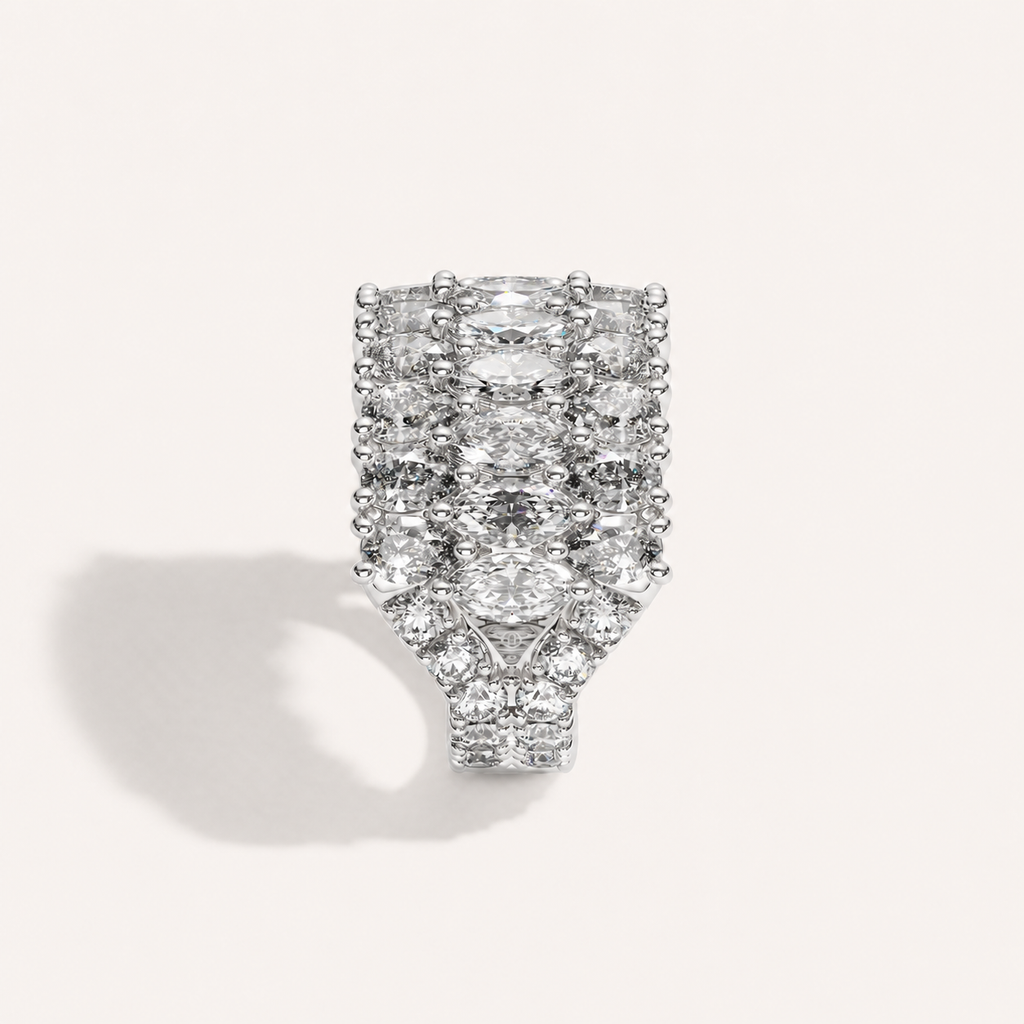 Three-Row Diamond Ring