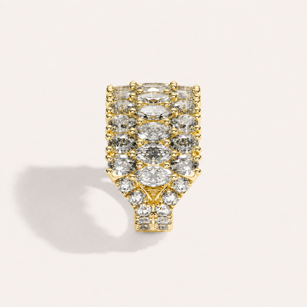 Three-Row Diamond Ring
