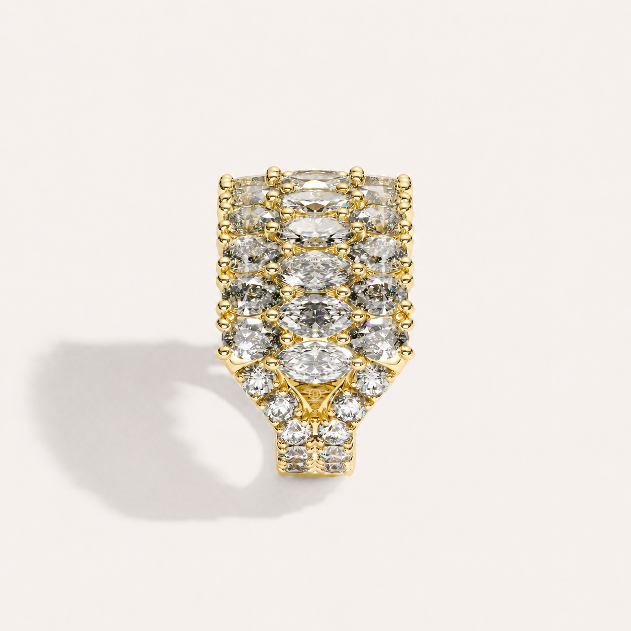 Three-Row Diamond Ring