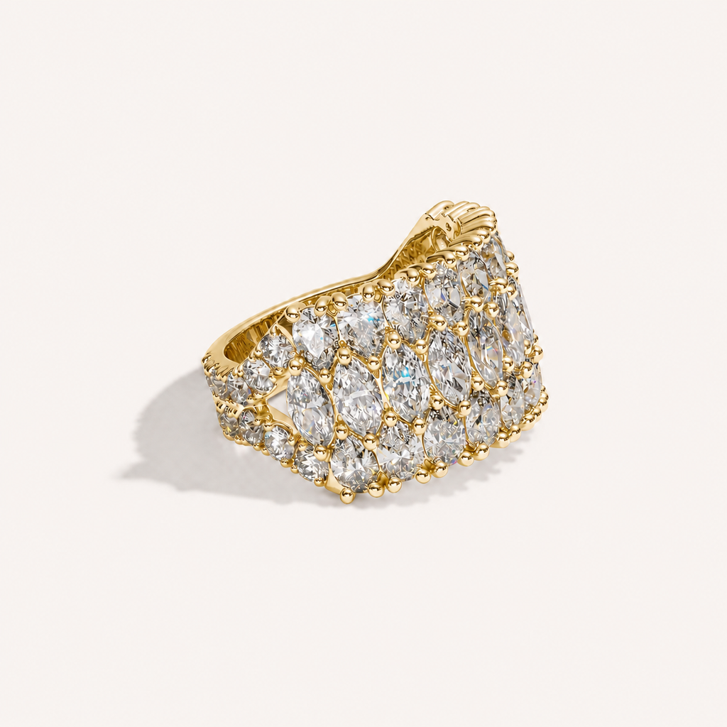 Three-Row Diamond Ring
