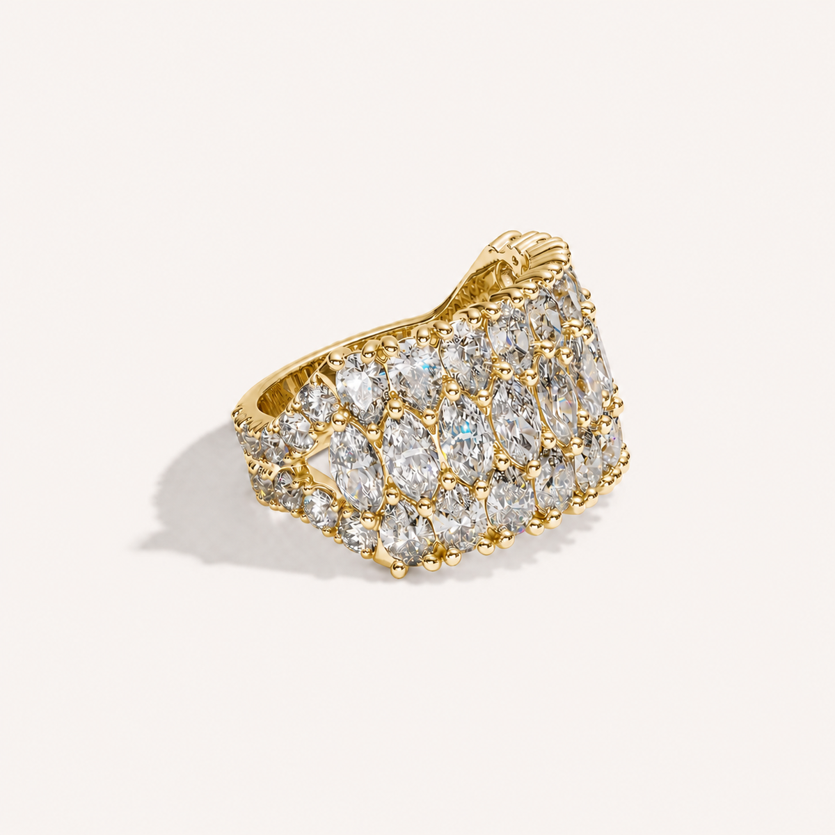 Three-Row Diamond Ring