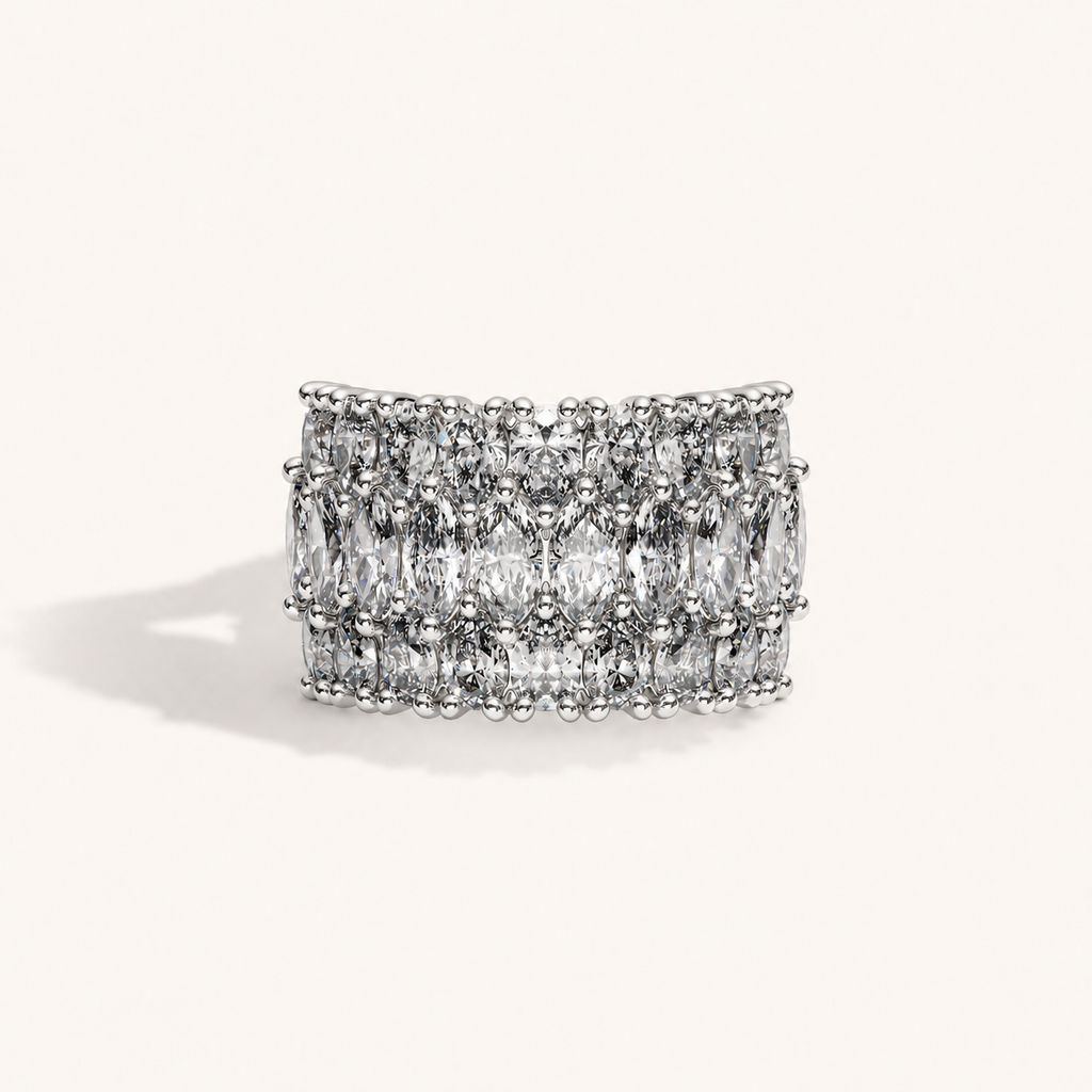 Three-Row Diamond Ring