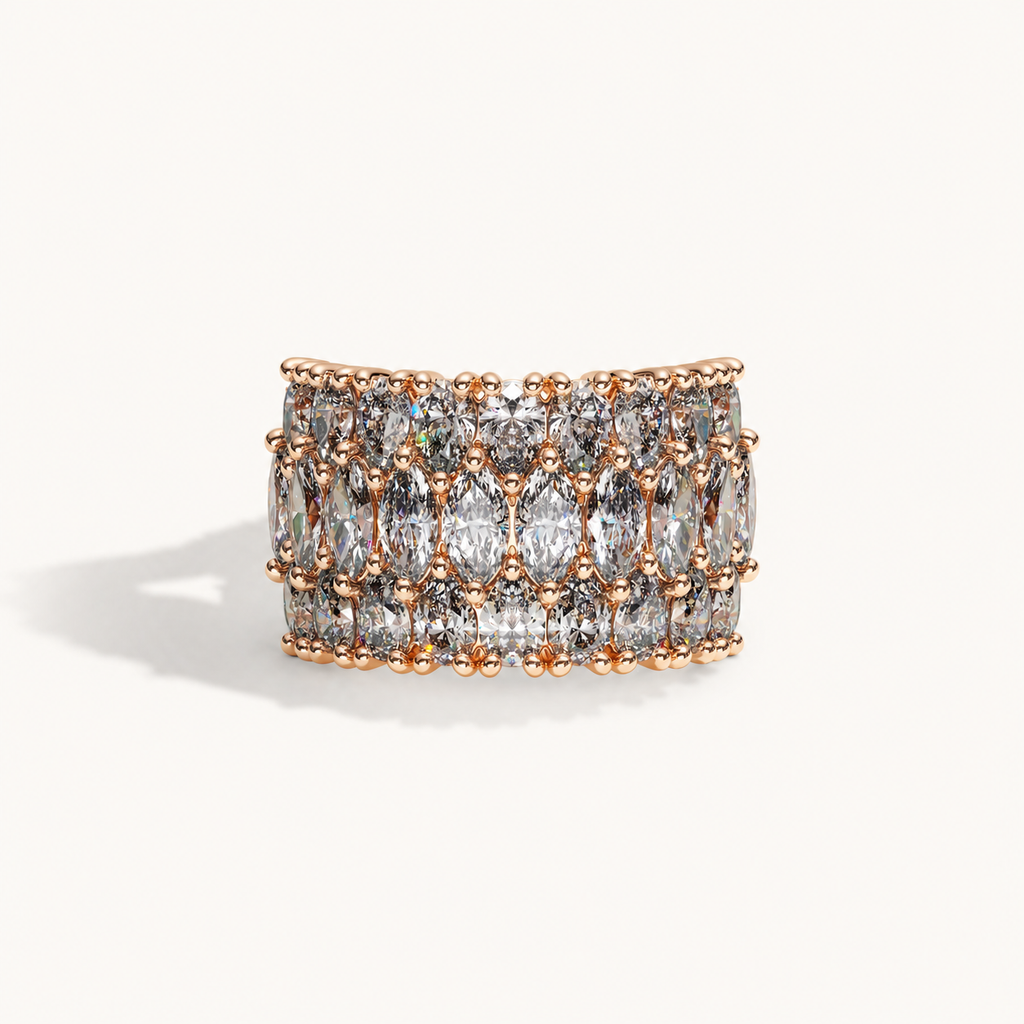 Three-Row Diamond Ring