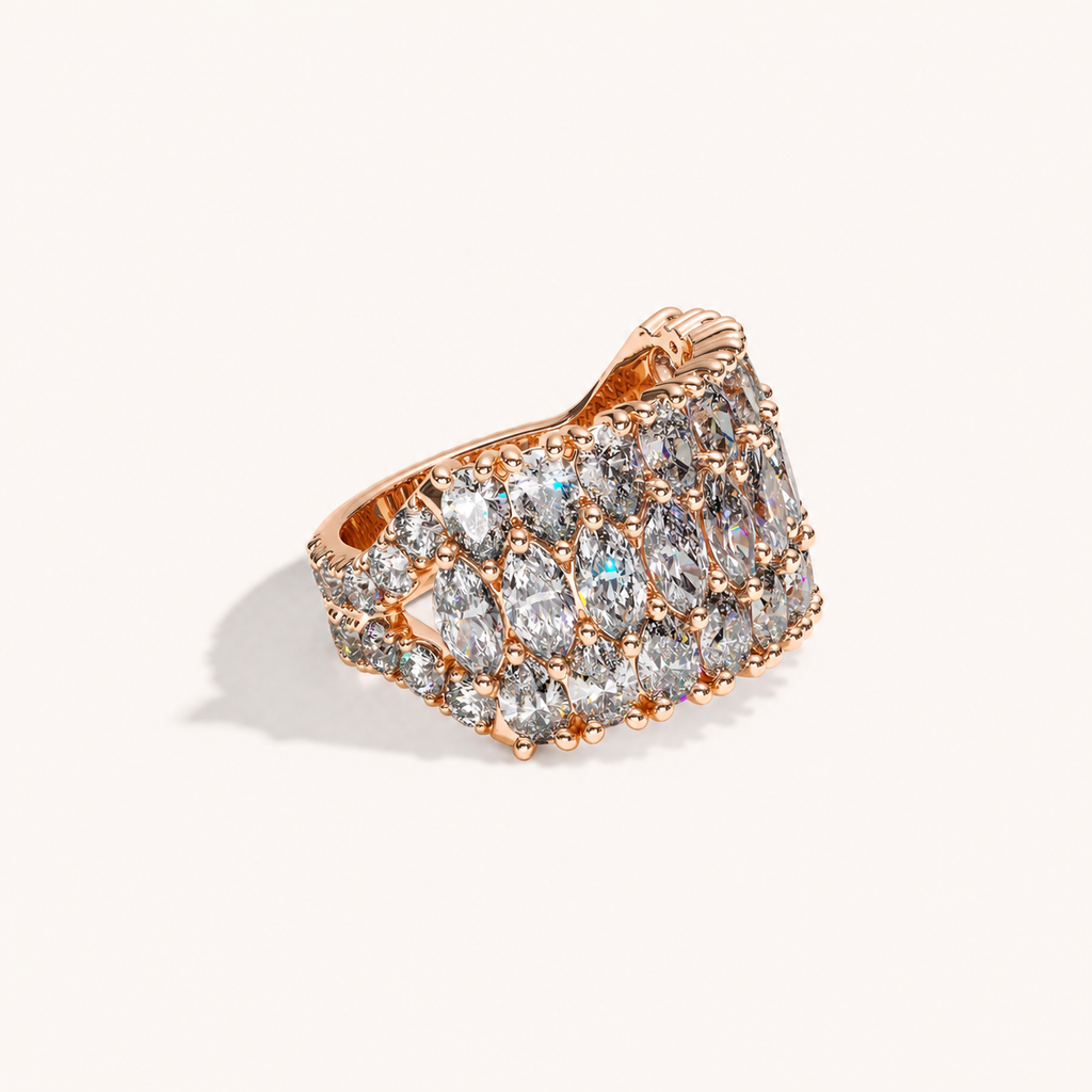 Three-Row Diamond Ring