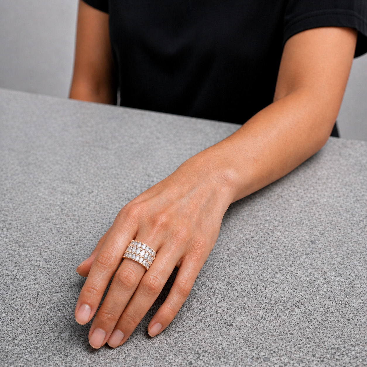 Three-Row Diamond Ring