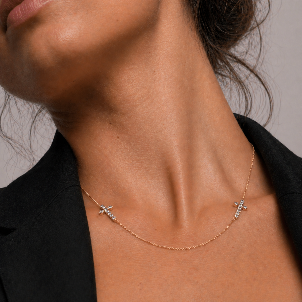 La Croix Double Cross Necklace