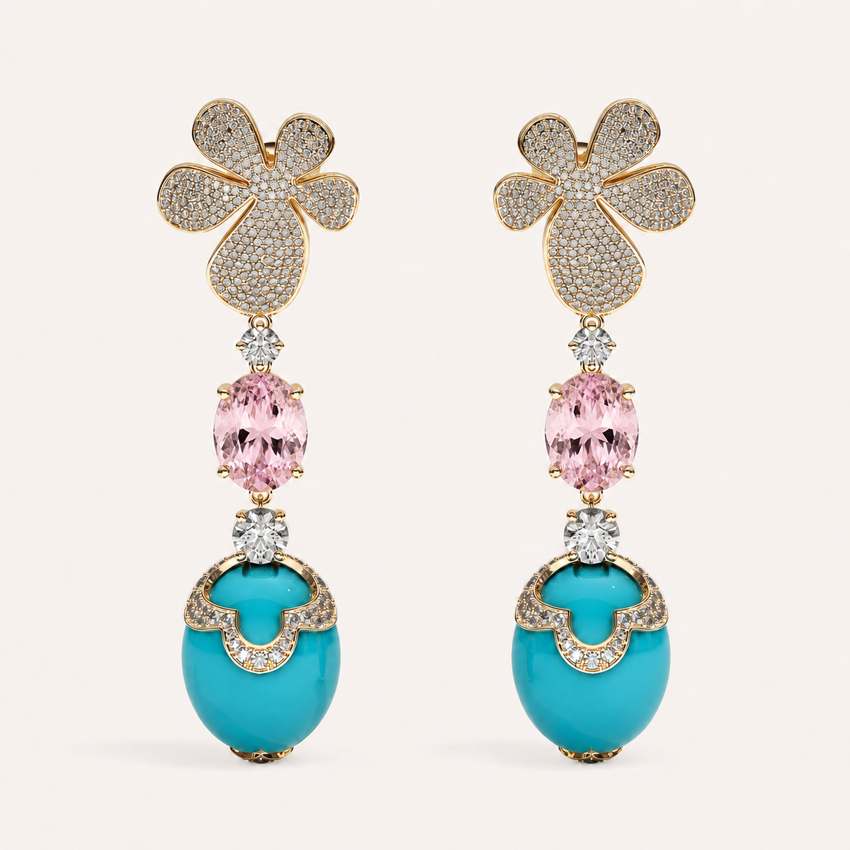 Gisela Morganite and Turqouise Chandeliers