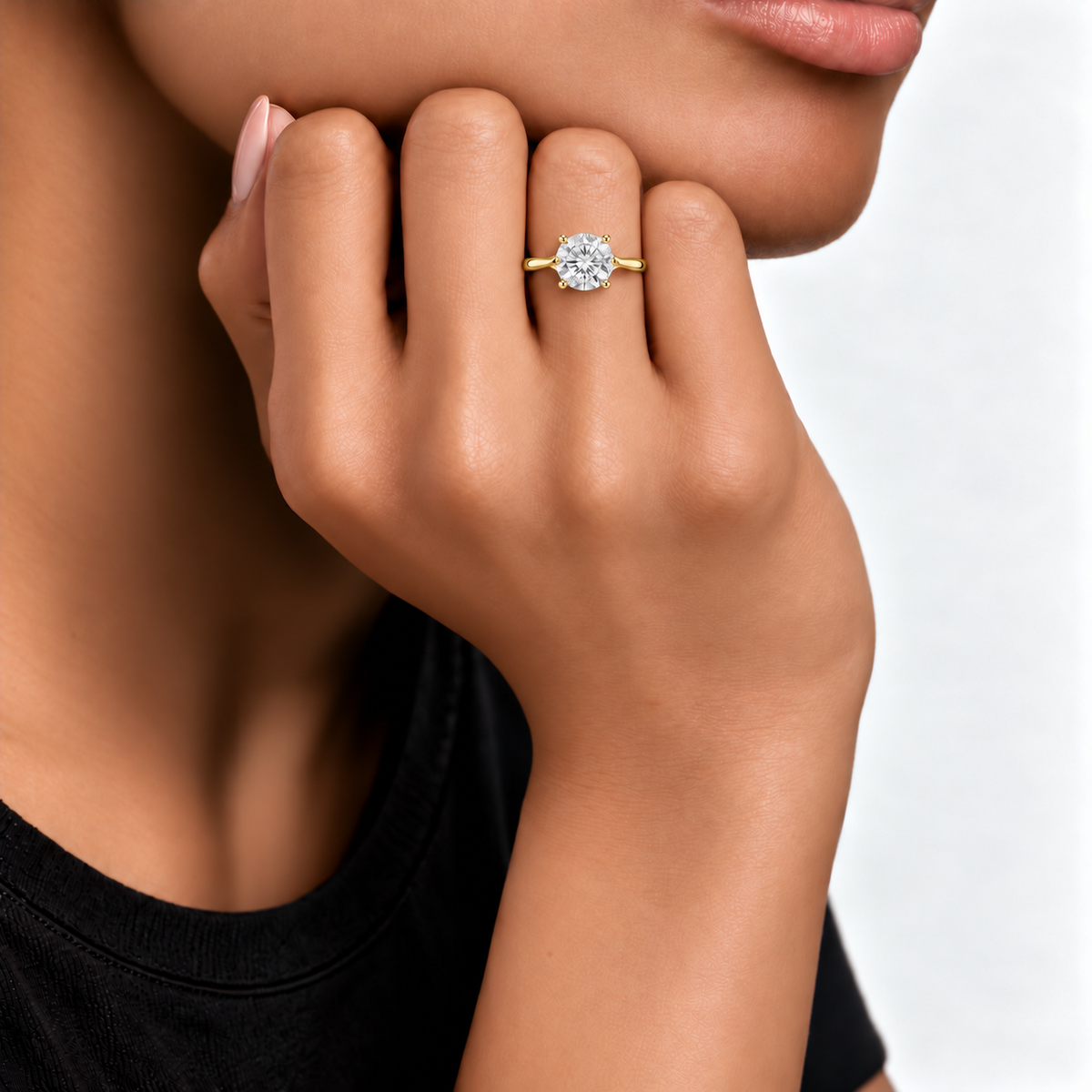 Reverelle – 18K yellow gold ring worn on model – OR-HH-009
