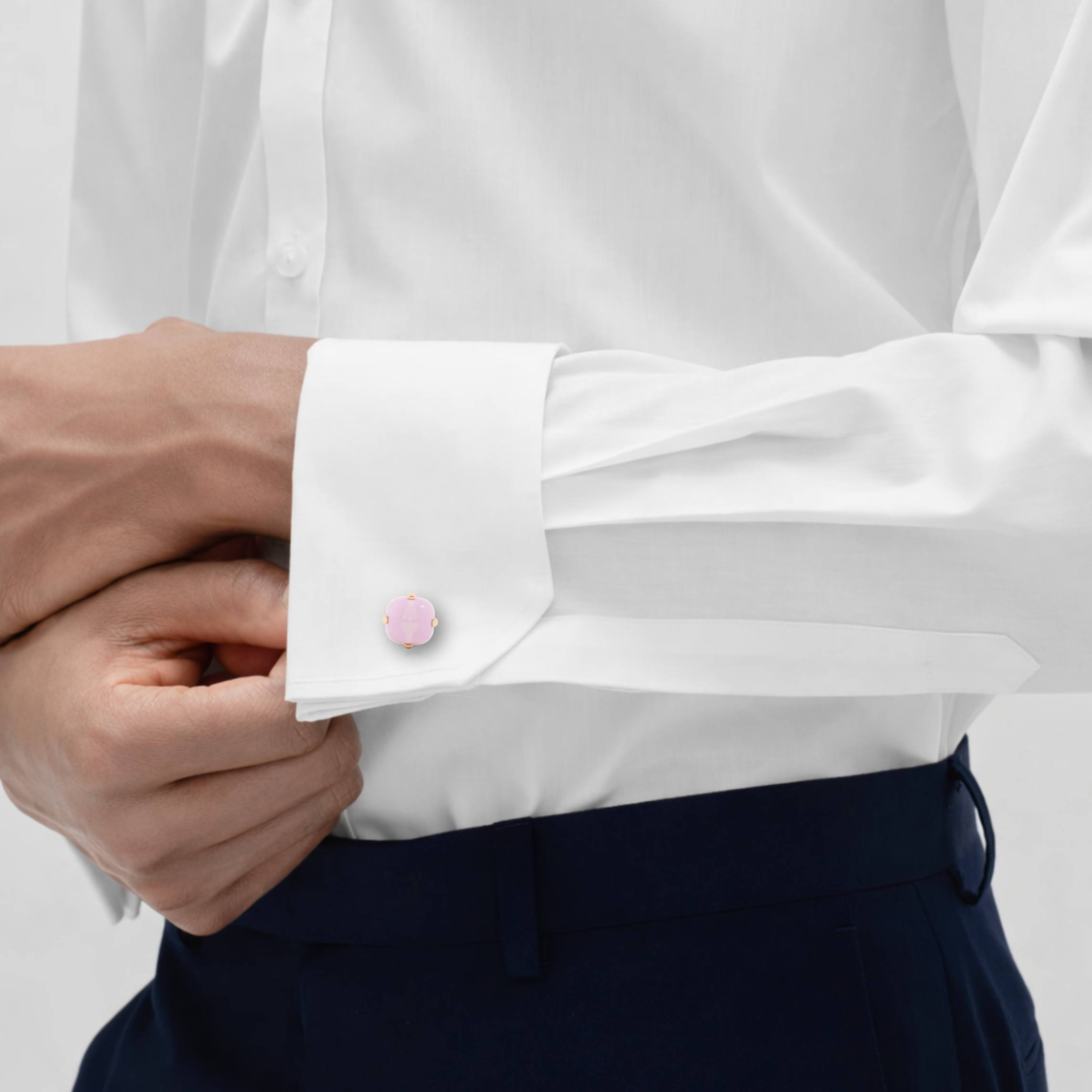 Pink Quartz Cusion Cufflink
