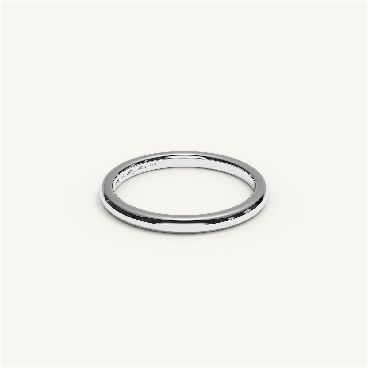 ARCADIA 2 mm — 18K white gold plain wedding band, product view 1