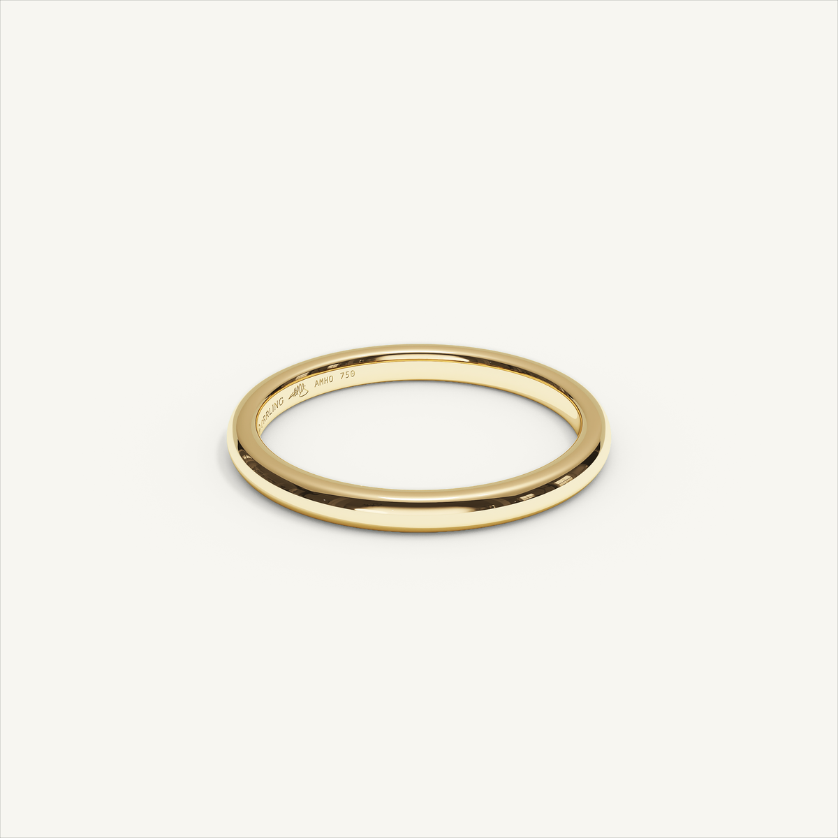 ARCADIA 2 mm — 18K yellow gold plain wedding band, product view 1