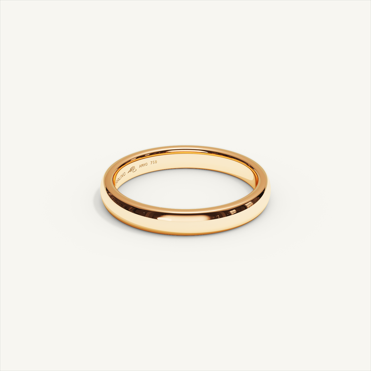 ARCADIA 3 mm — 18K rose gold plain wedding band, product view 1