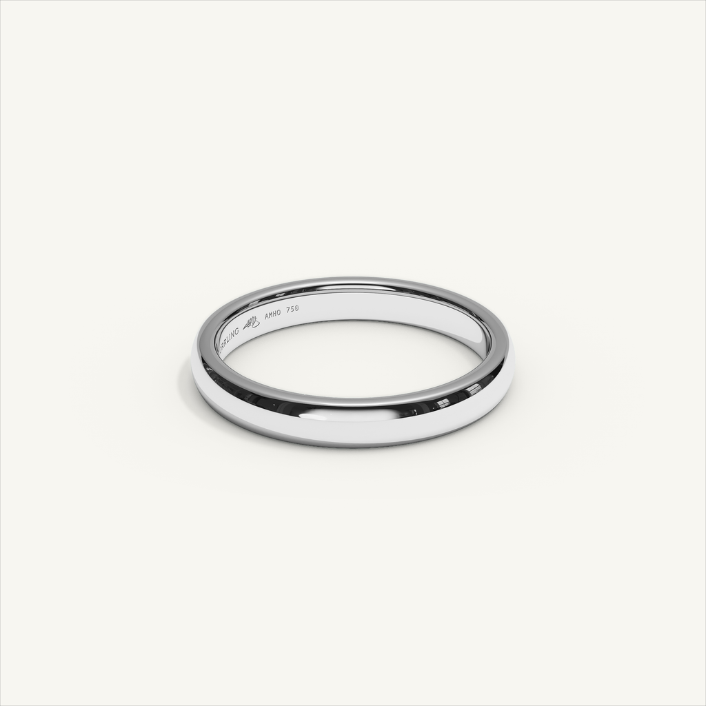 ARCADIA 3 mm — 18K white gold plain wedding band, product view 1