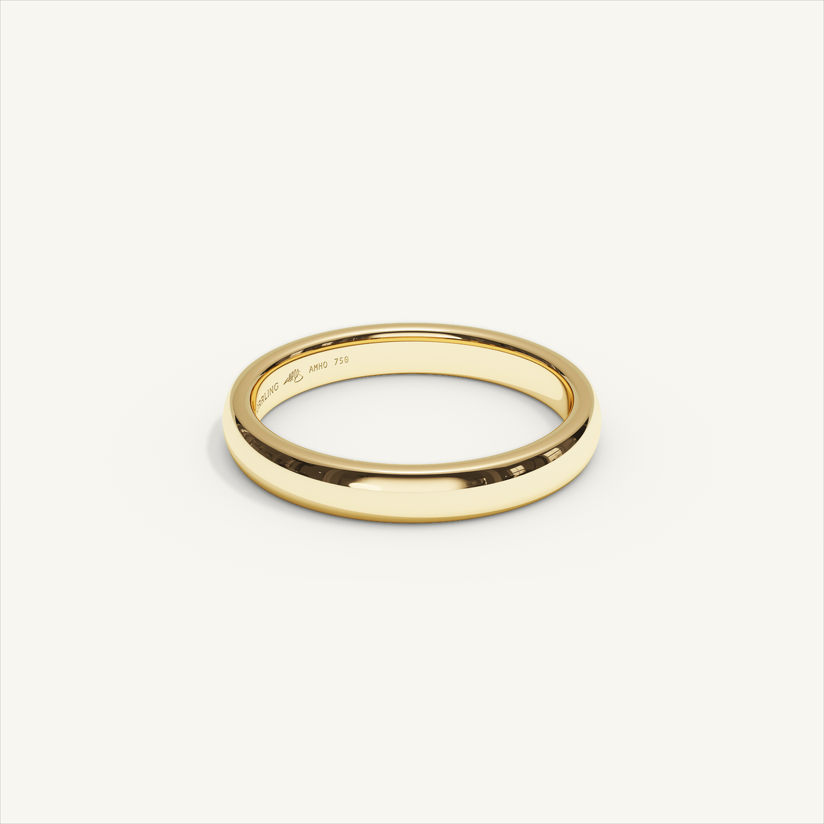 ARCADIA 3 mm — 18K yellow gold plain wedding band, product view 1