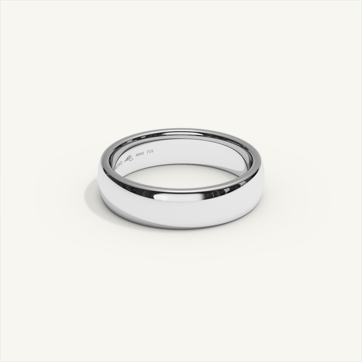 ARCADIA 5 mm — 18K white gold plain wedding band, product view 1
