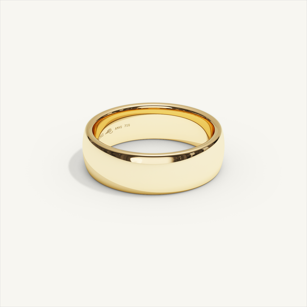 ARCADIA 6 mm — 18K yellow gold plain wedding band, product view 1