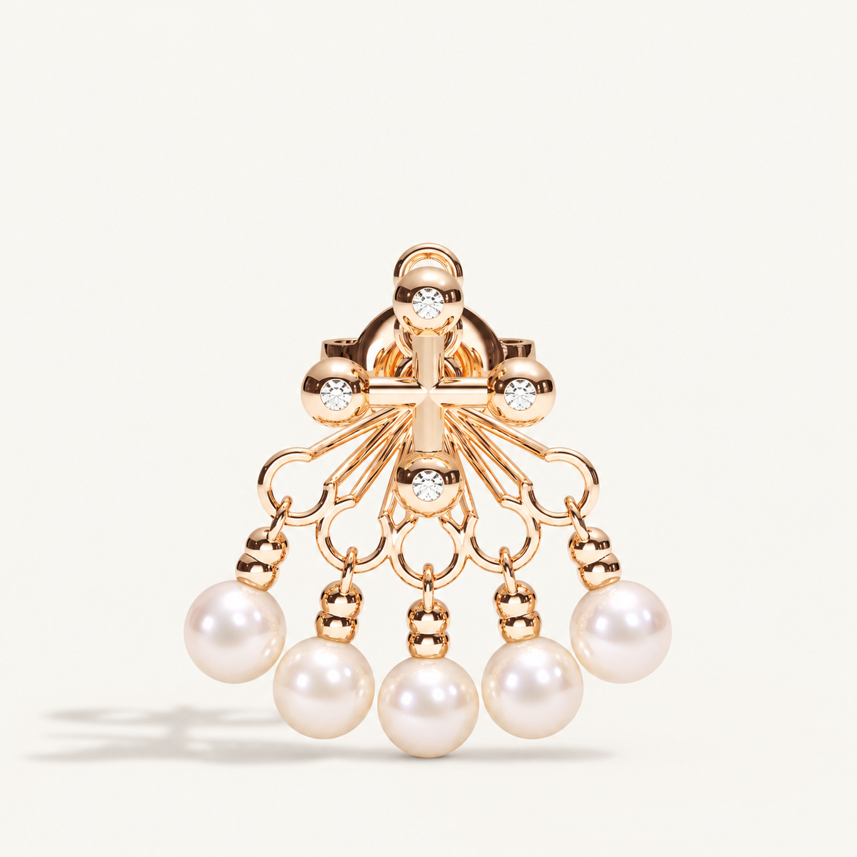 Barbelle Backdrop Ear Studs – Akoya Pearl – front