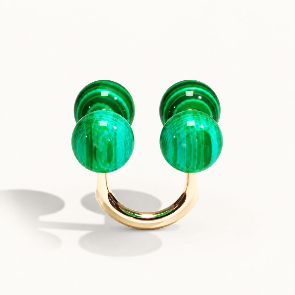 Barbelle Couple Ring – malachite back – 18K rose gold