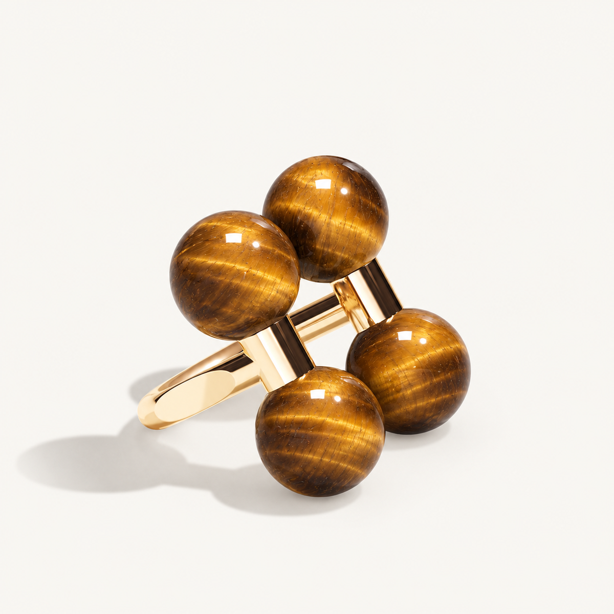 Barbelle Couple Ring – tiger-eye – 18K rose gold