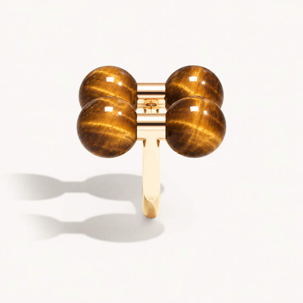 Barbelle Couple Ring – tiger eye side – 18K rose gold