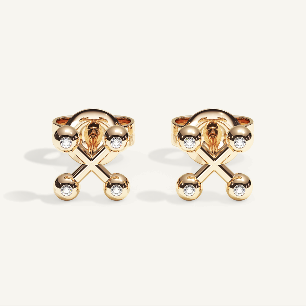Barbelle Cross Stud – 18K Gold – view-1