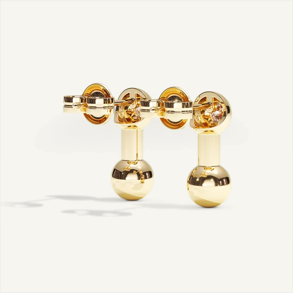 Barbelle Ear Pendant – yellow gold – view 3