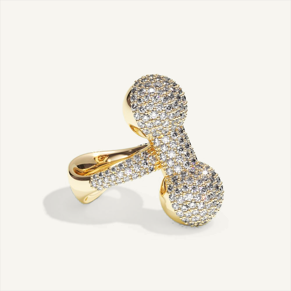 Barbelle Ring One Pavé – yellow gold – view 1