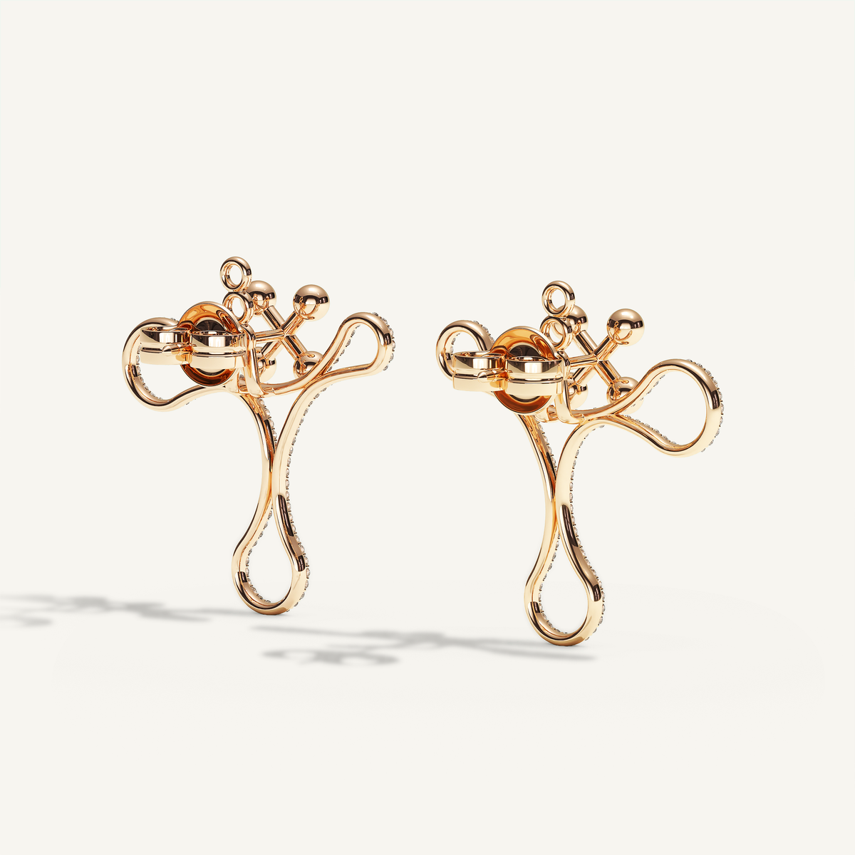 Barbelle Tangle Diamond Ear Pendant in 18K rose gold, reverse view
