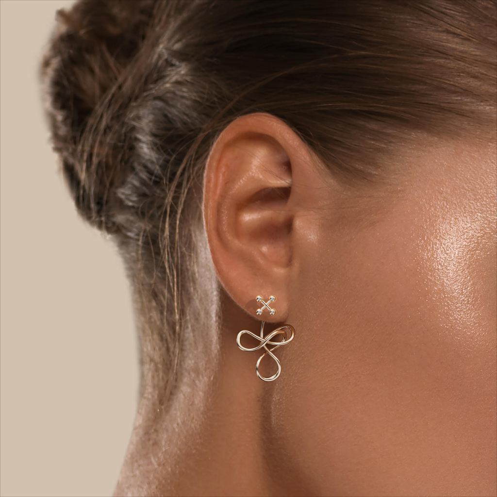 Barbelle Tangle Ear Pendant — rose gold — model