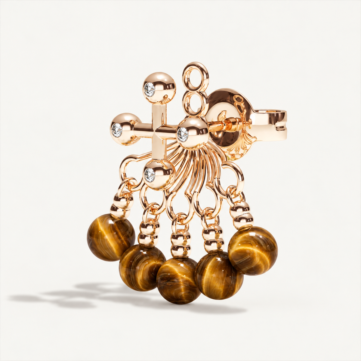 Barbelle Backdrop Ear Studs – Tiger Eye – view-3