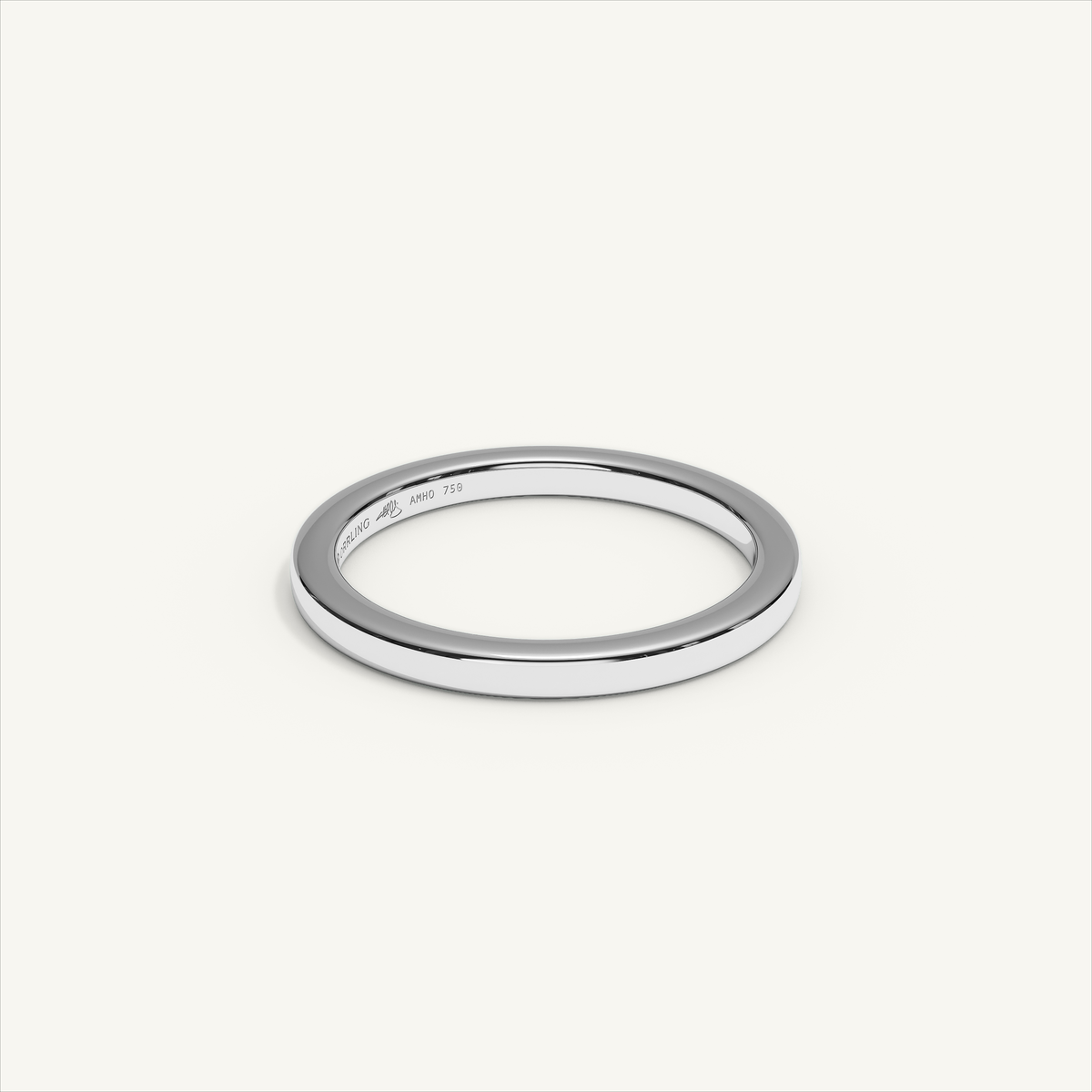BASTION 2 mm — 18K white gold plain wedding band, product view 1