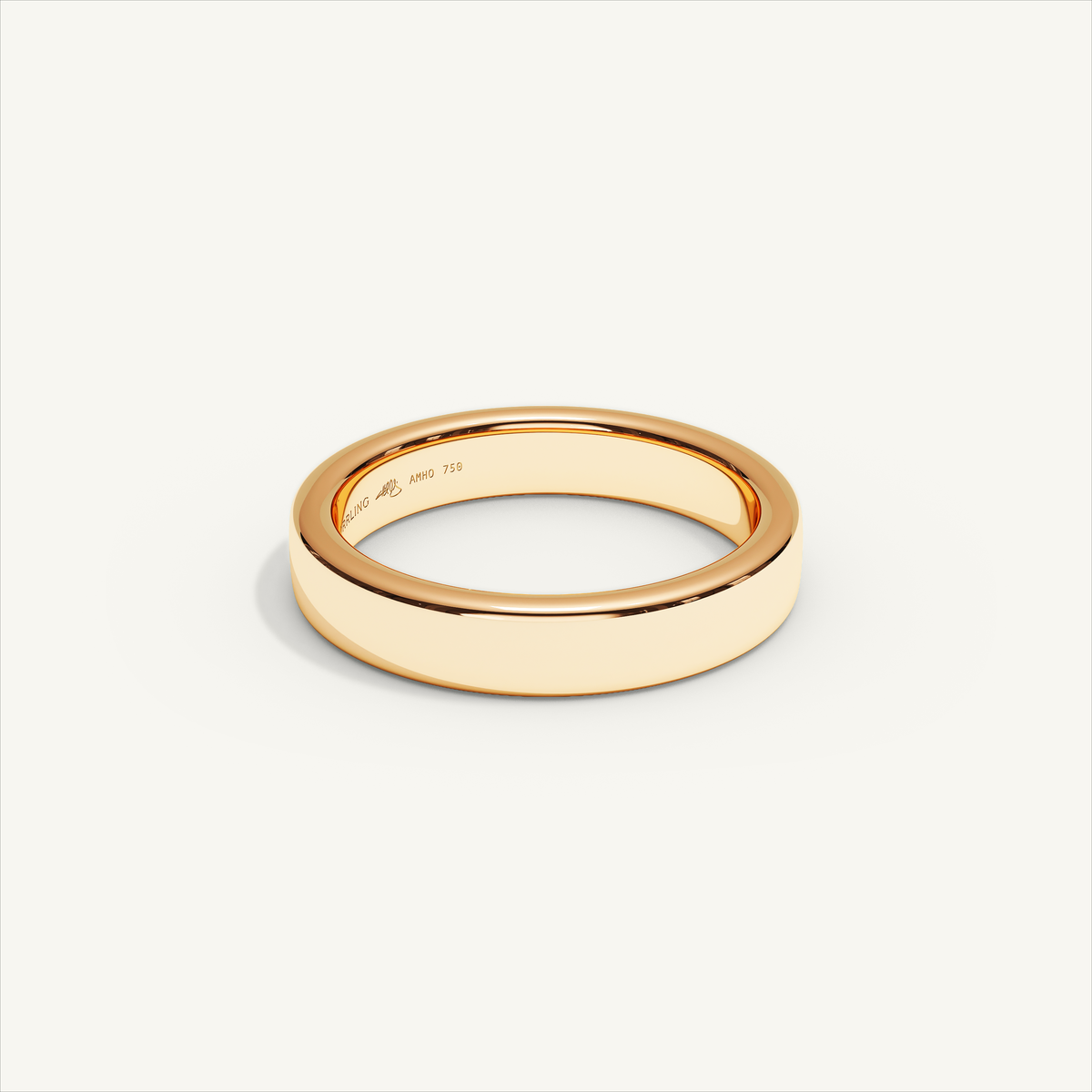 BASTION 4 mm — 18K rose gold plain wedding band, product view 1