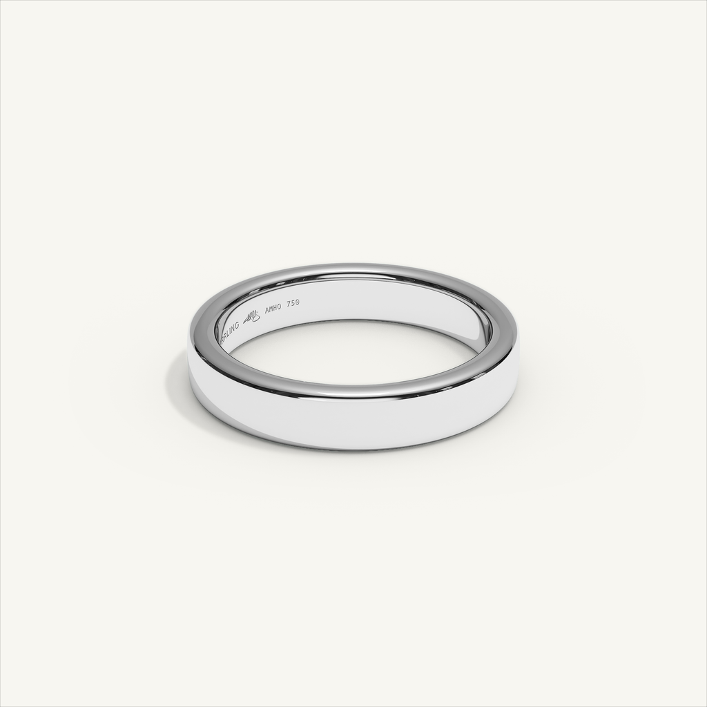 BASTION 4 mm — 18K white gold plain wedding band, product view 1