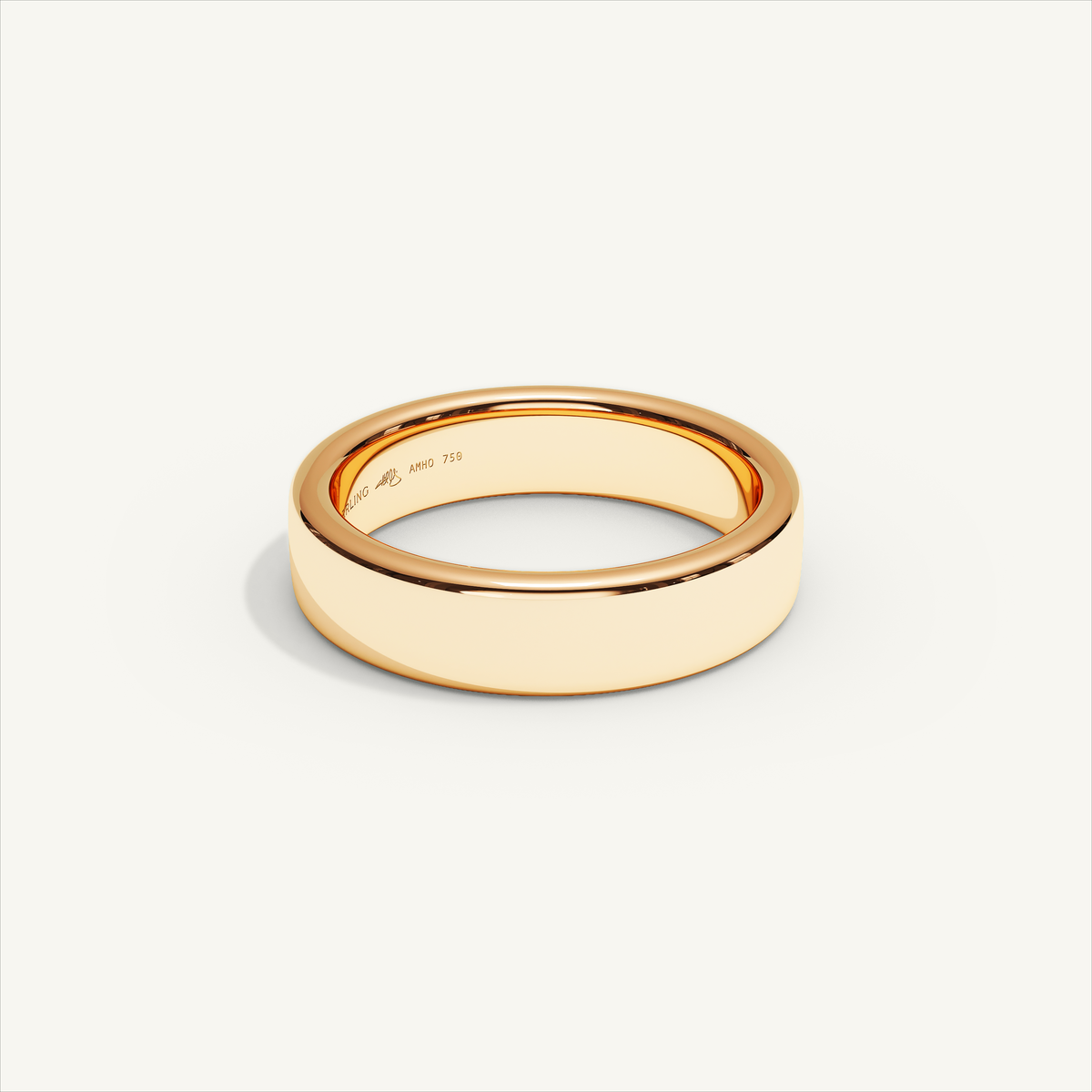 BASTION 5 mm — 18K rose gold plain wedding band, product view 1